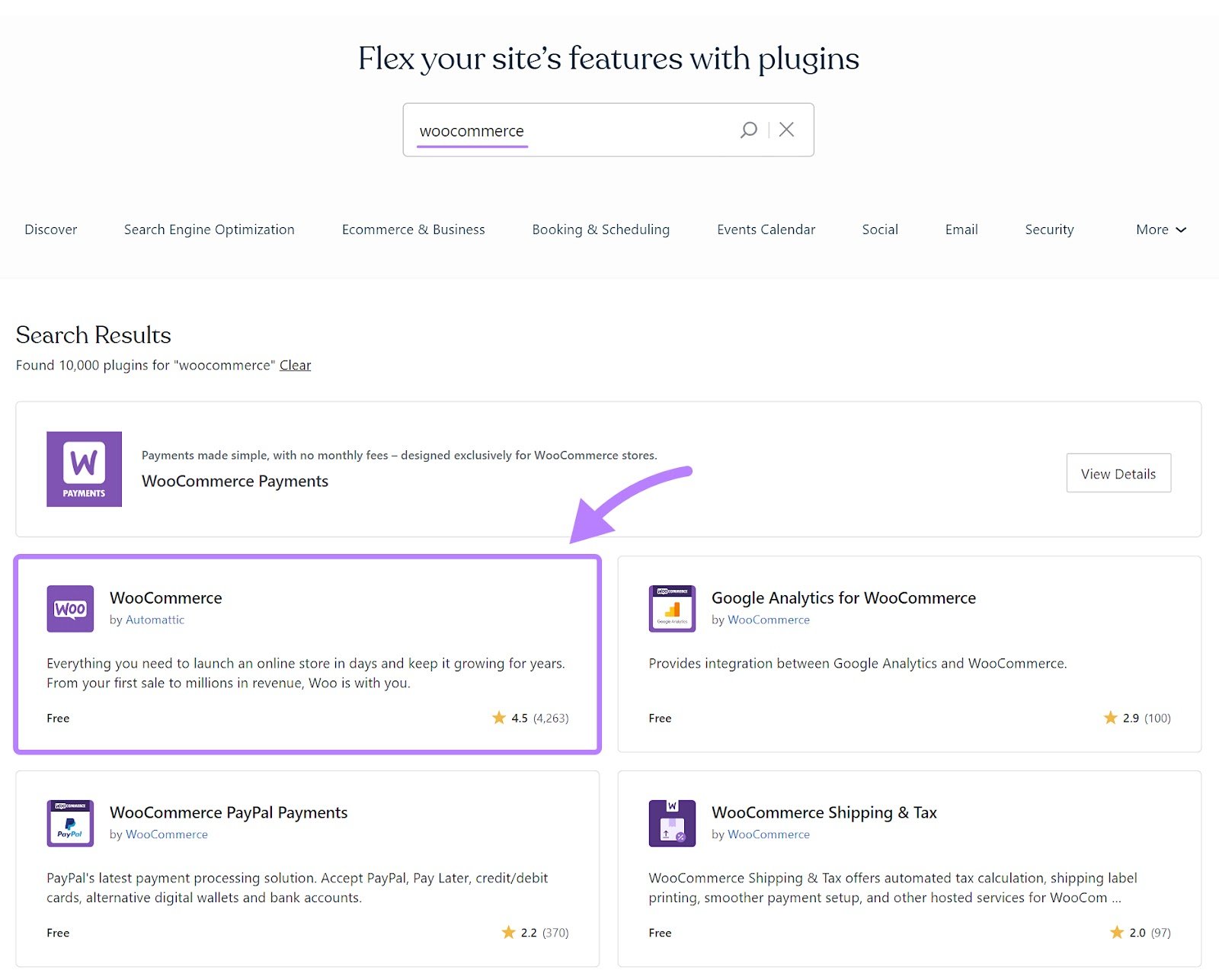 WordPress plugins results for "WooCommerce"