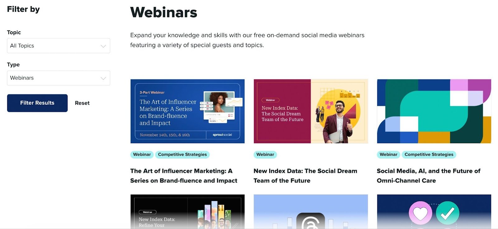 Sprout&rsquo;s webinars page
