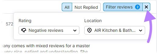 How to remove the filters in review management tool