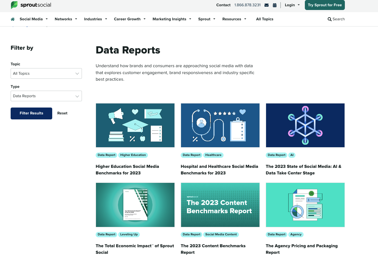 Sprout&rsquo;s data reports page