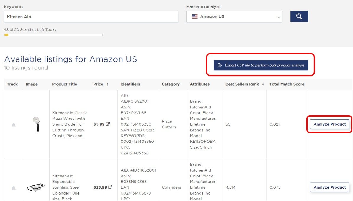 The &lsquo;Identify By Keywords&rsquo; tool in Product Research Pulse.