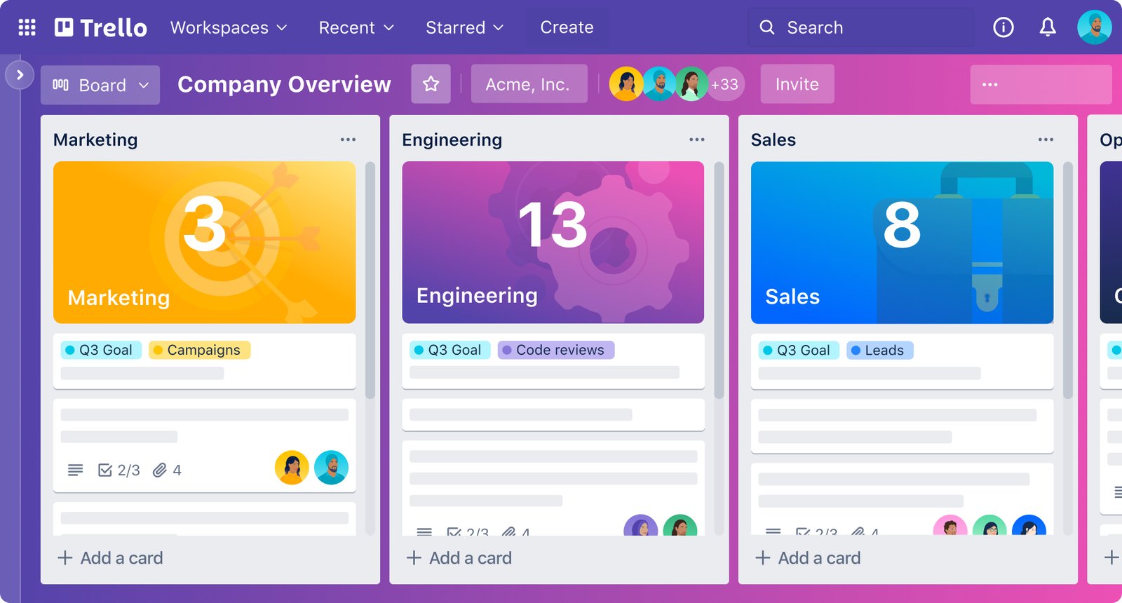 Sample Trello board.